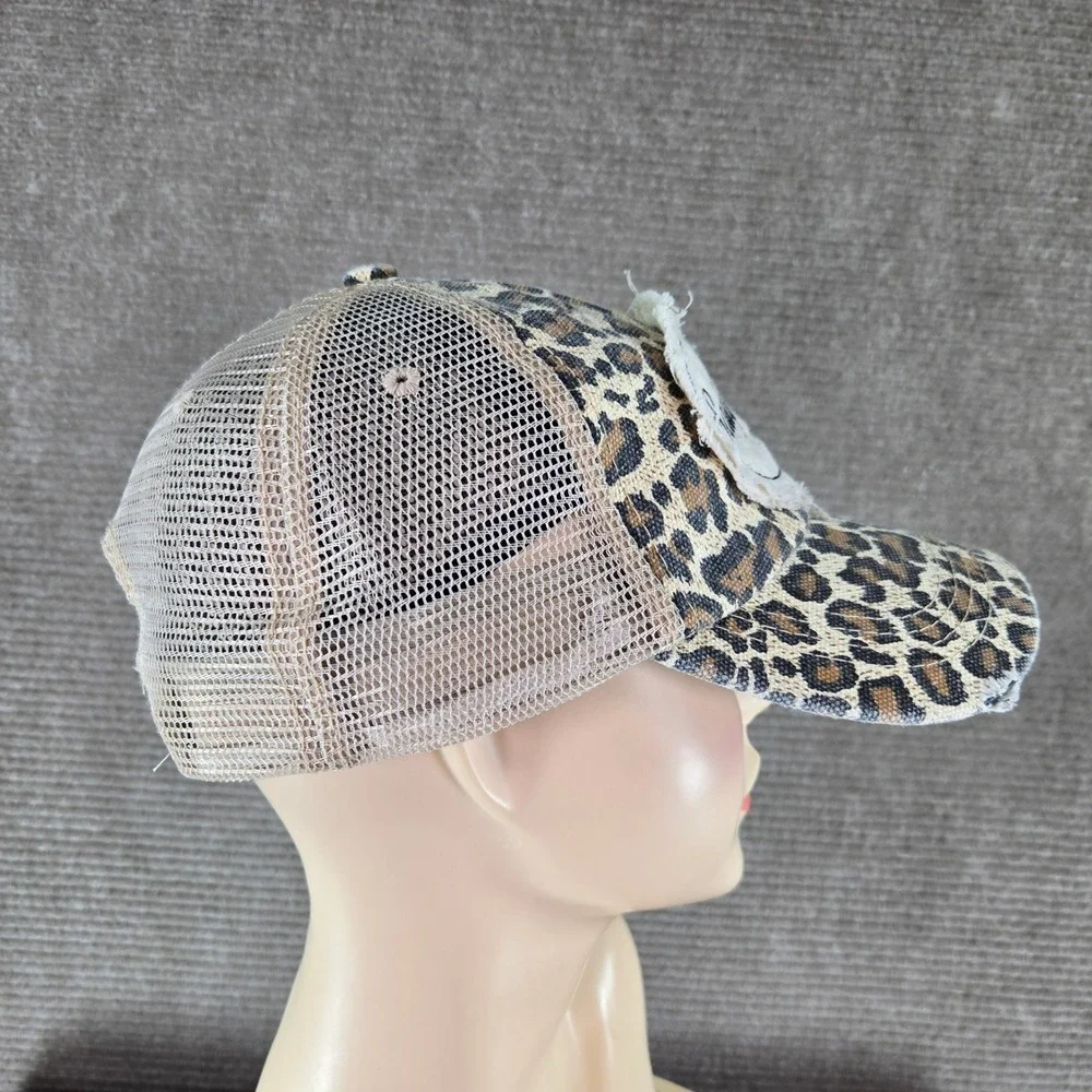 Salty Shoe Womens OS Leopard Print Distressed Mesh Back Trucker Hat